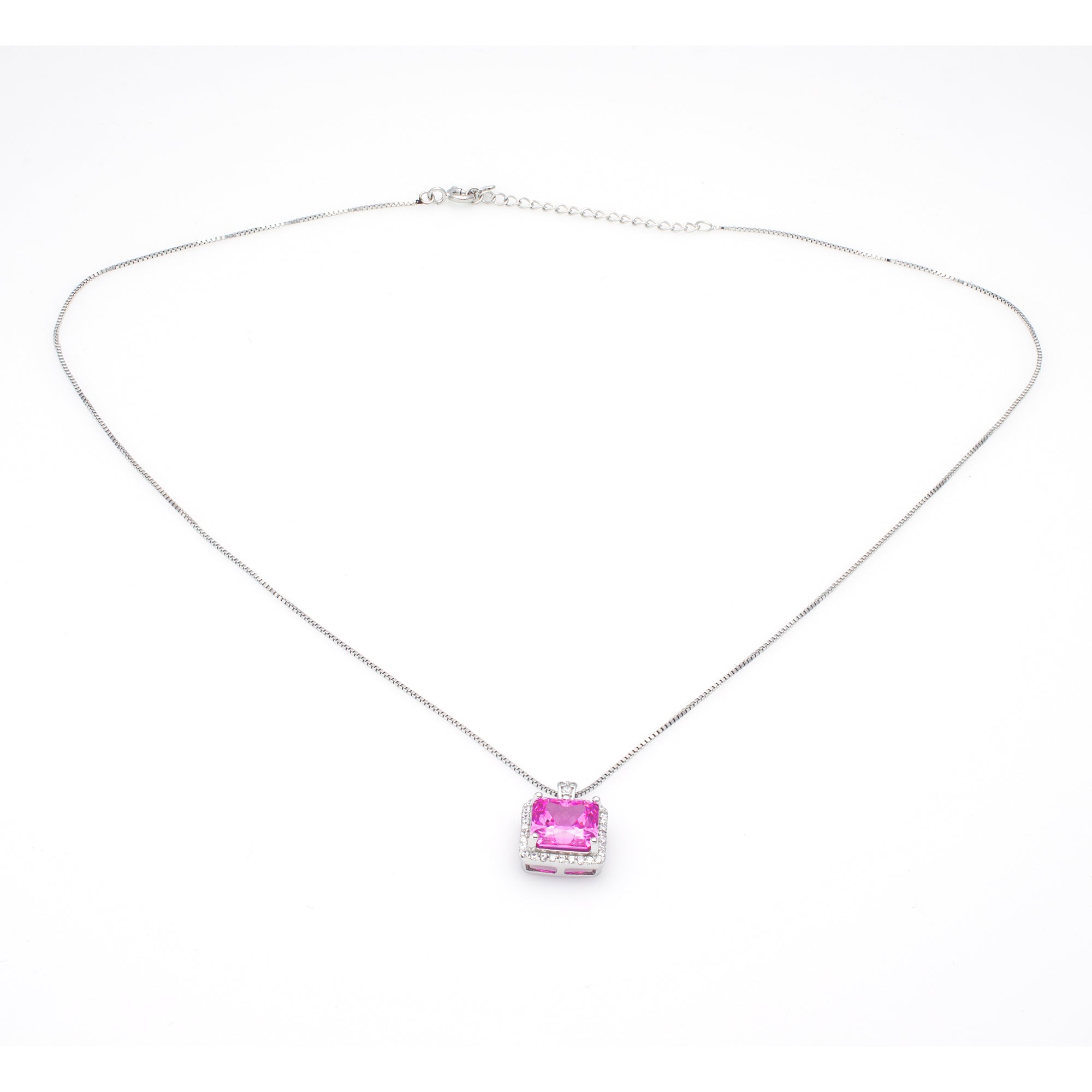 Square Gemstone Pendant Necklace