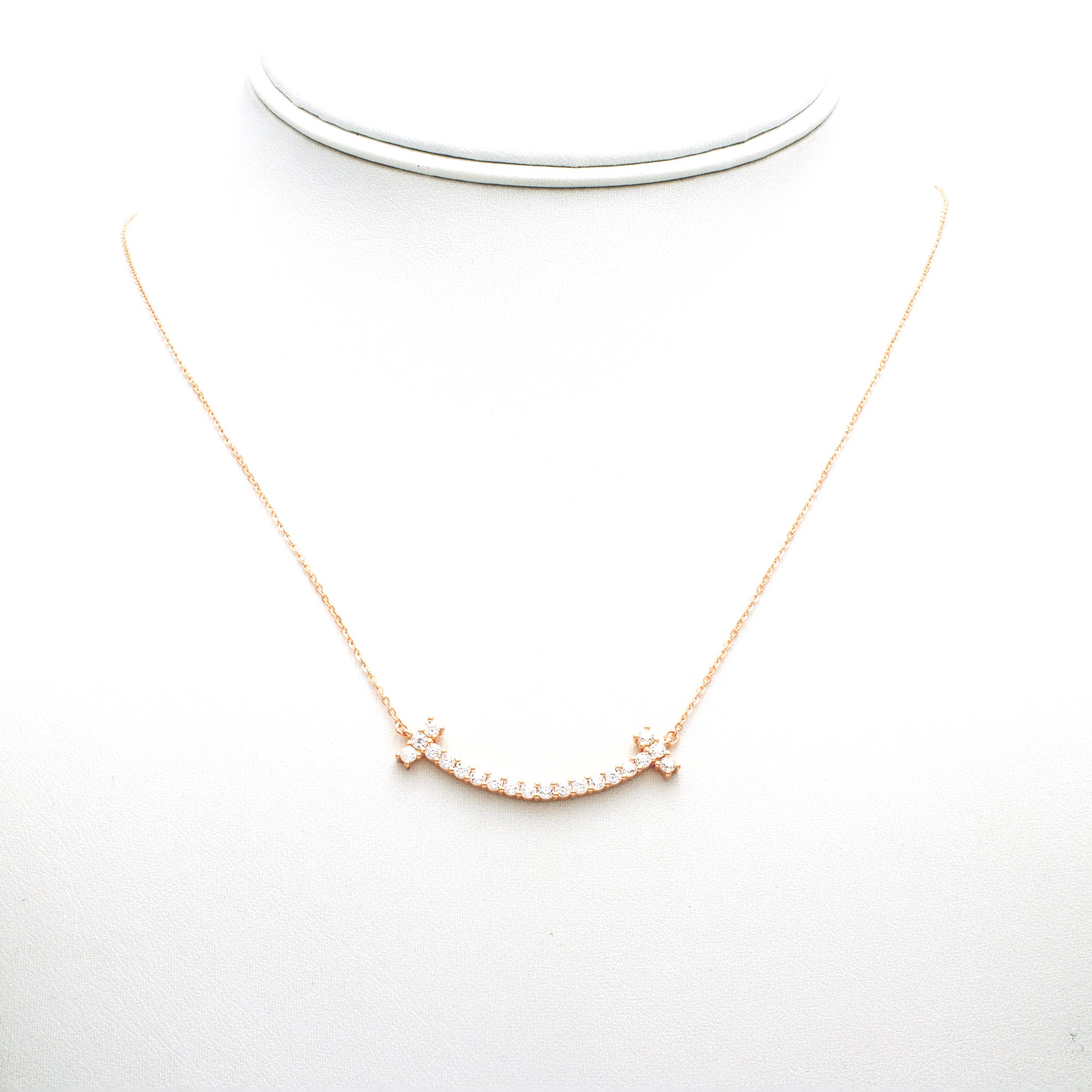 Curved Bar Necklace with Crystal Accents