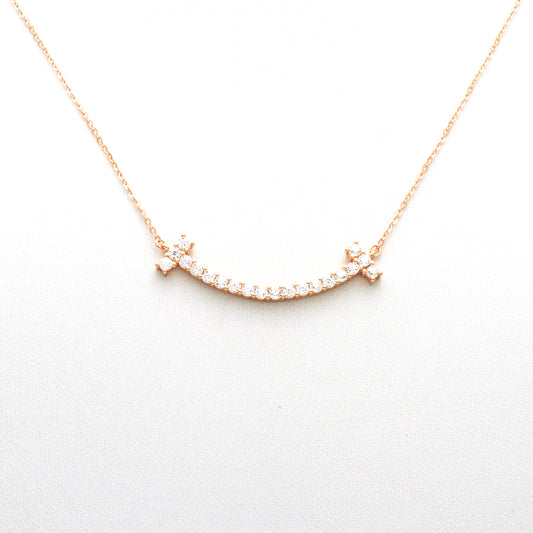 Curved Bar Necklace with Crystal Accents