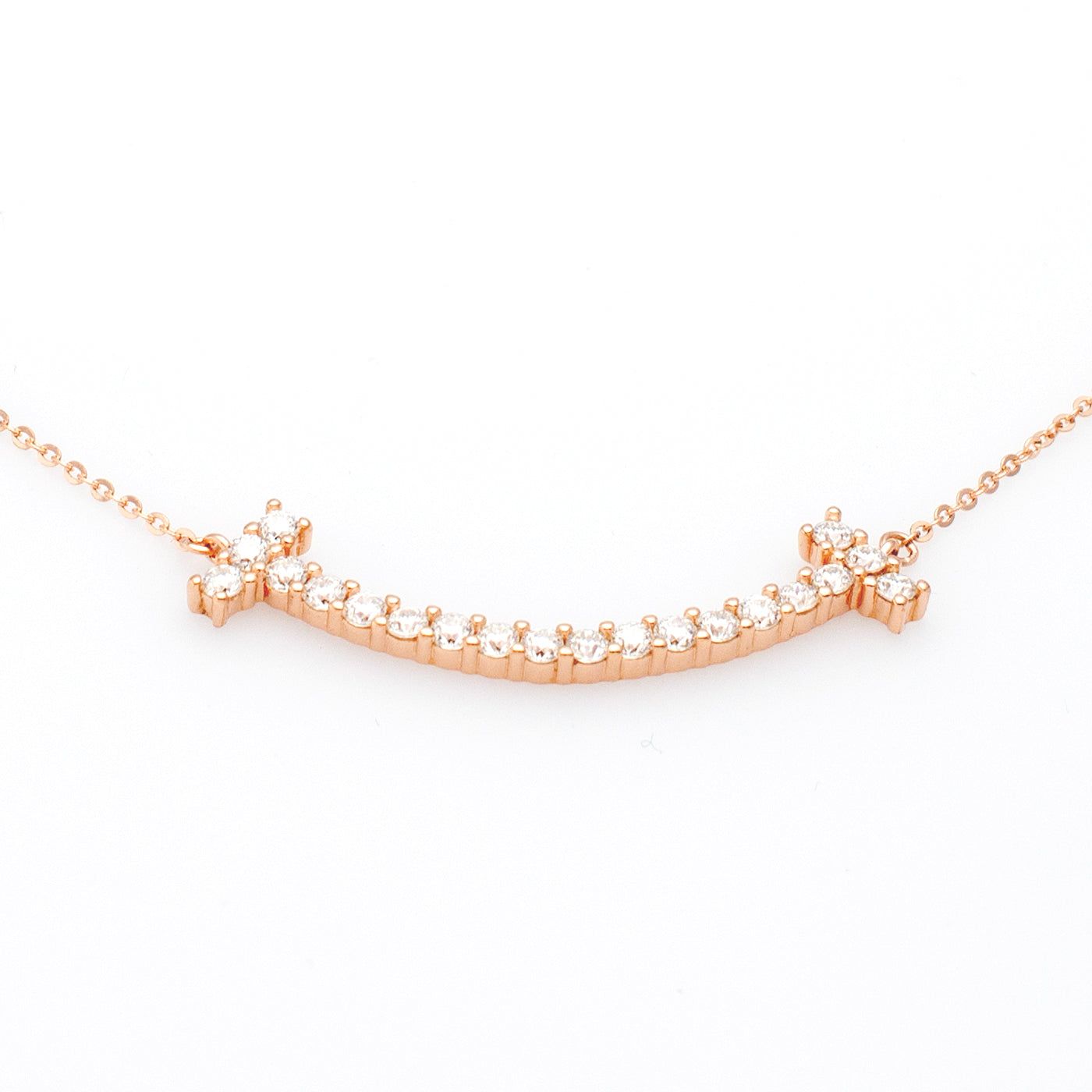 Curved Bar Necklace with Crystal Accents