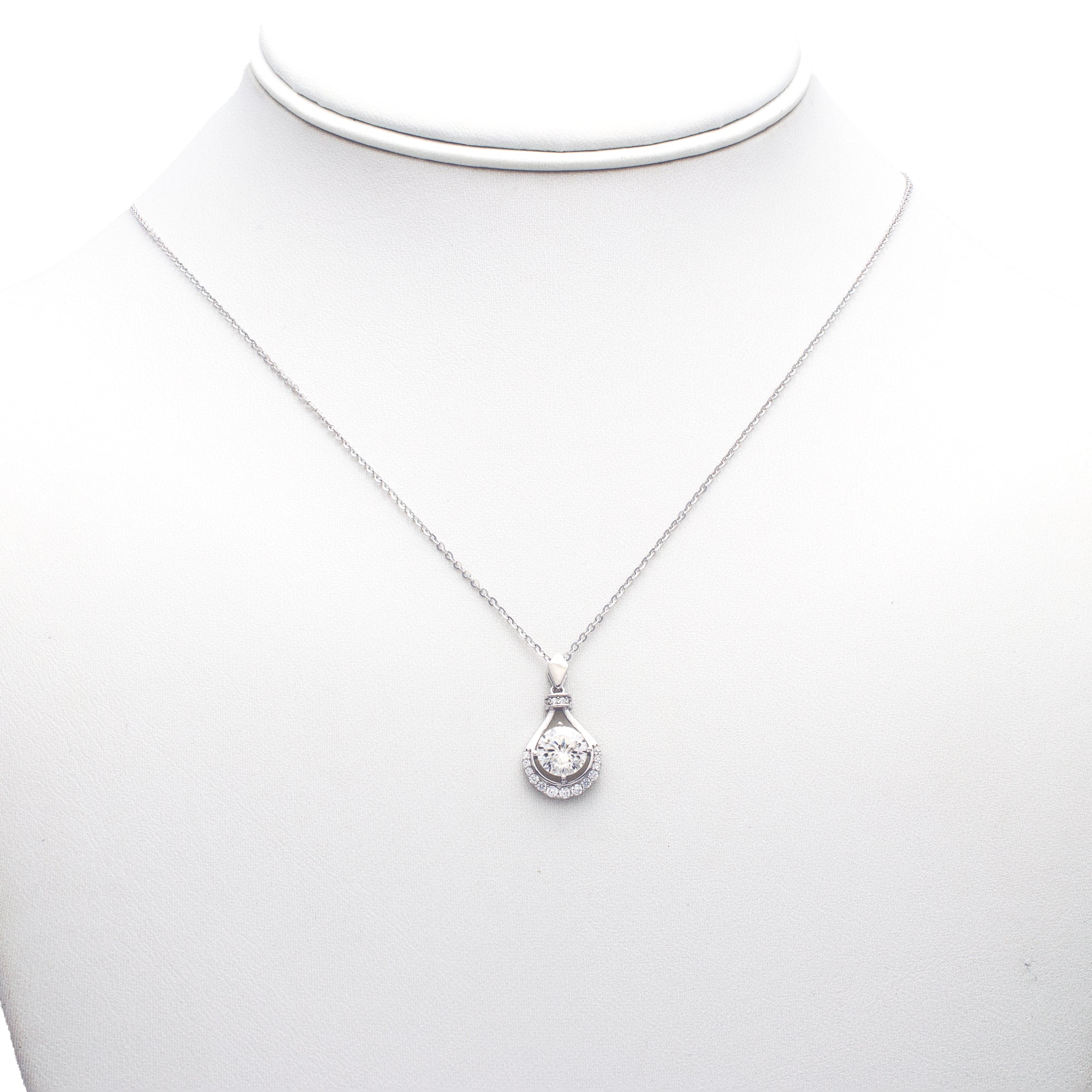 Sparkling Silver Teardrop Necklace