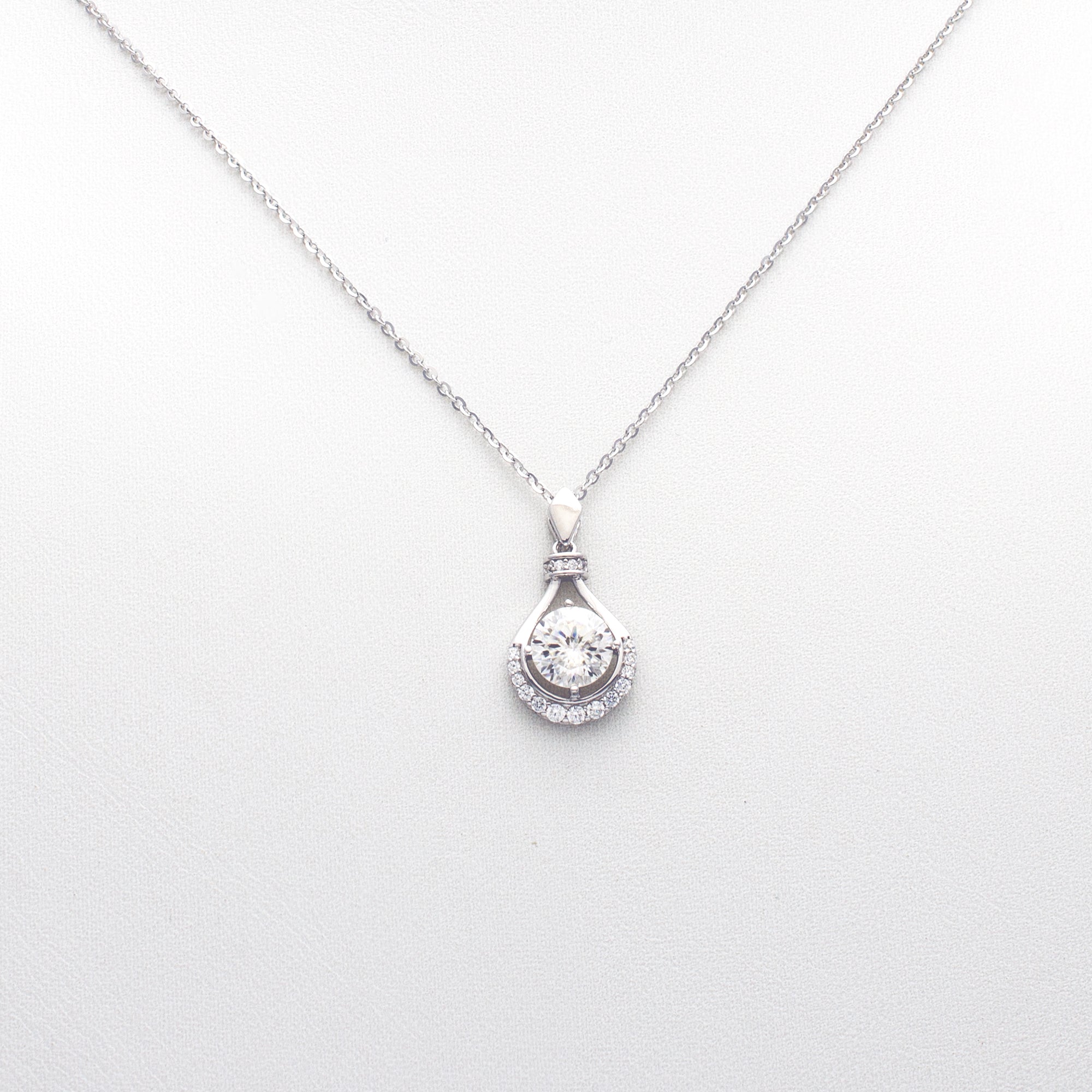 Sparkling Silver Teardrop Necklace