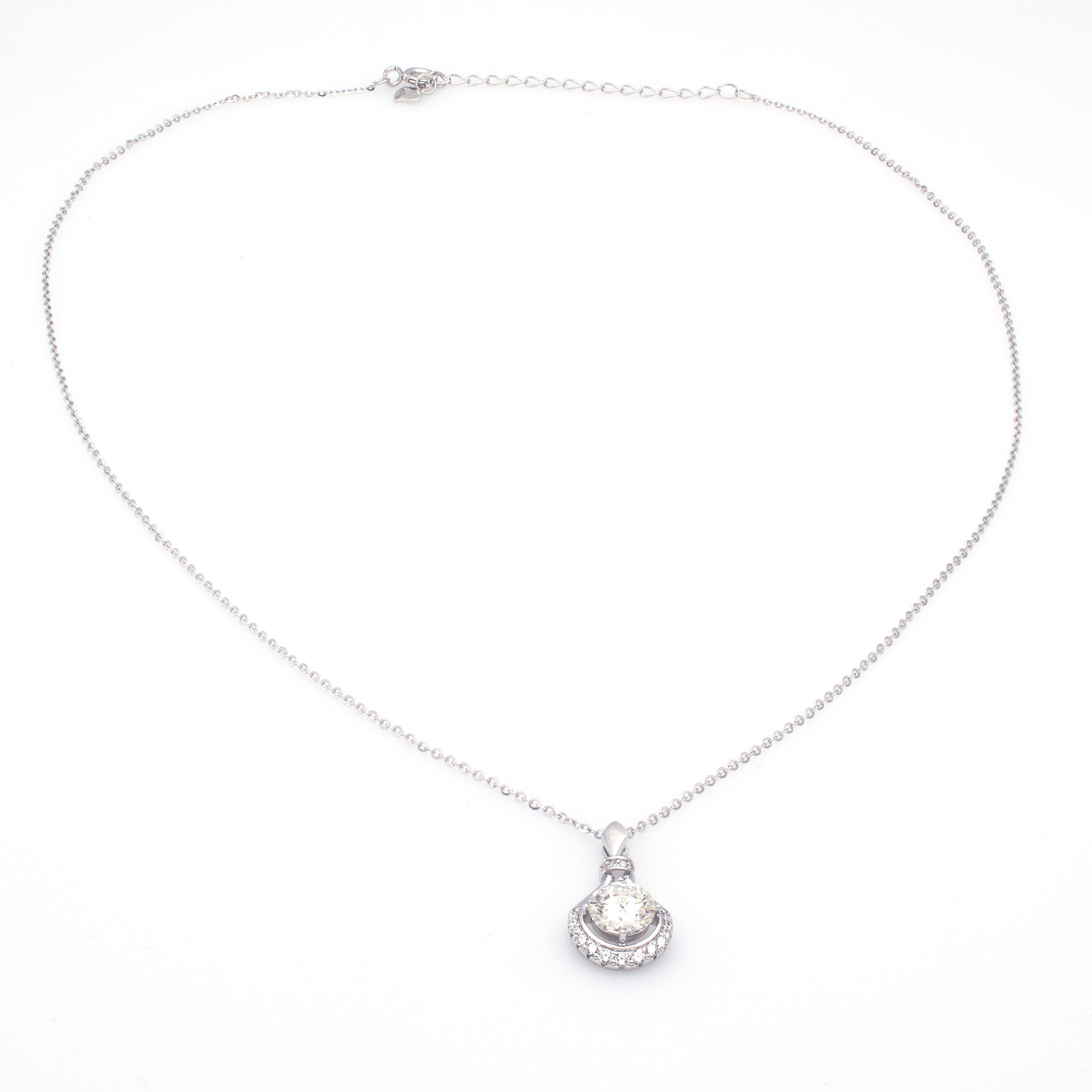 Sparkling Silver Teardrop Necklace