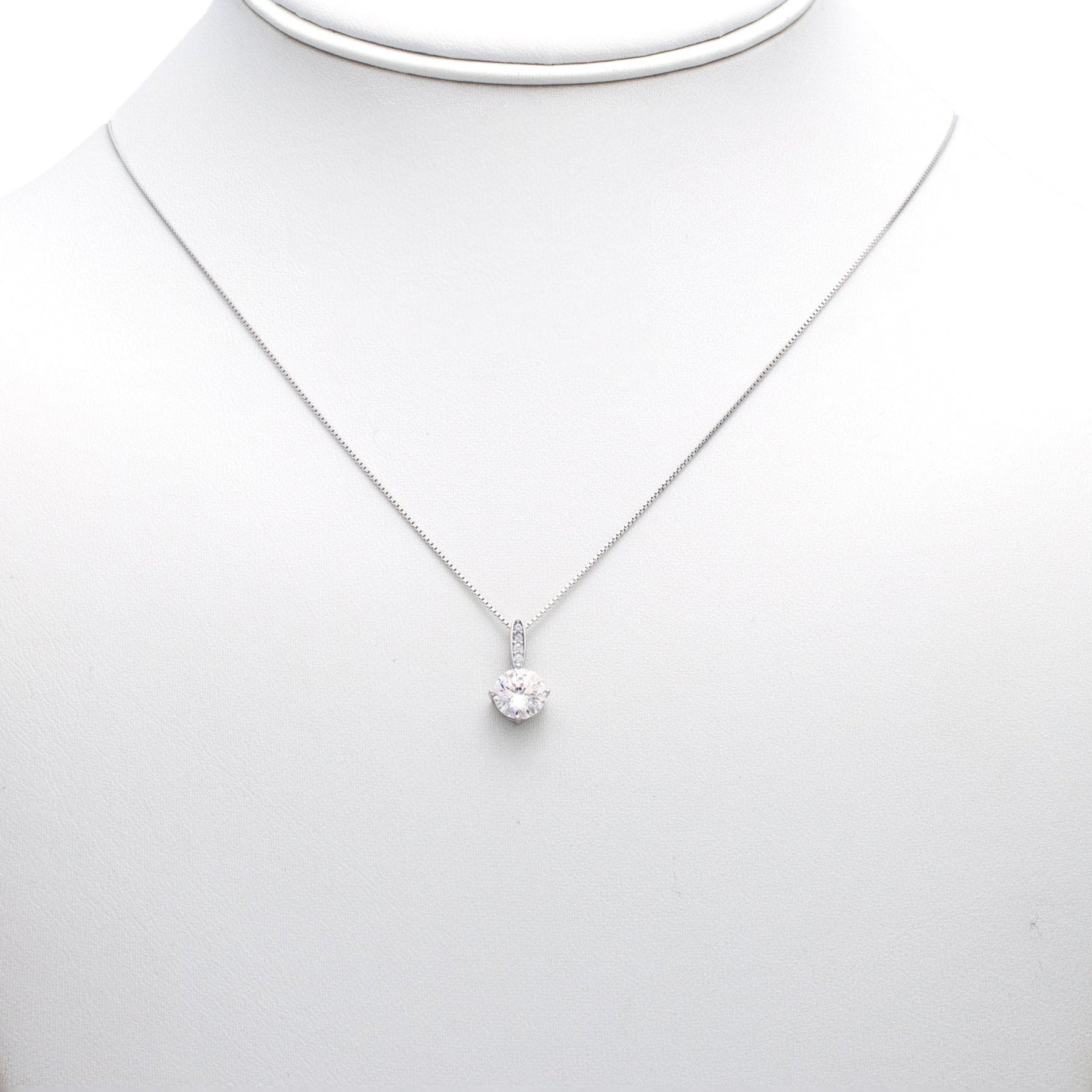 Classic Silver Solitaire Necklace
