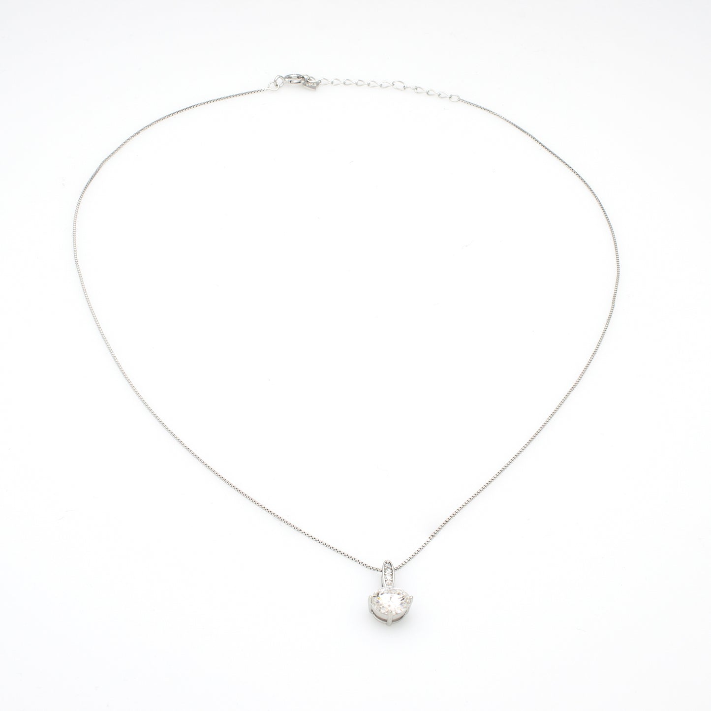Classic Silver Solitaire Necklace