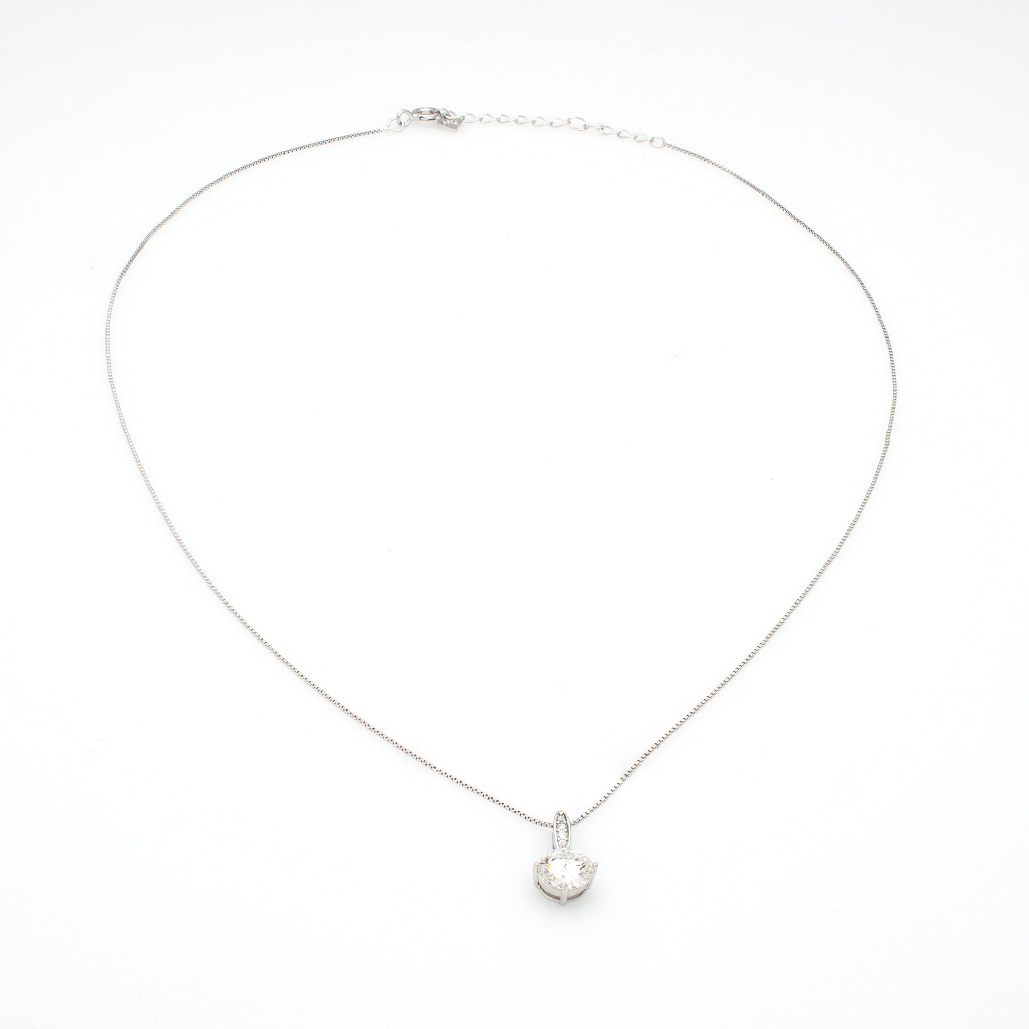 Classic Silver Solitaire Necklace