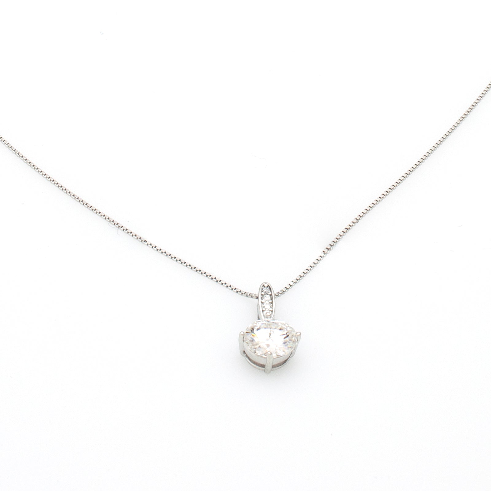 Classic Silver Solitaire Necklace
