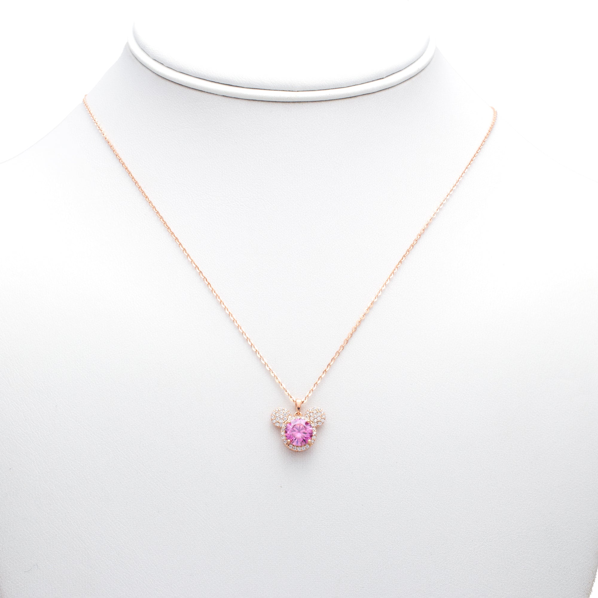 Minnie Mouse Charm Necklace in Rose Gold plated Silver