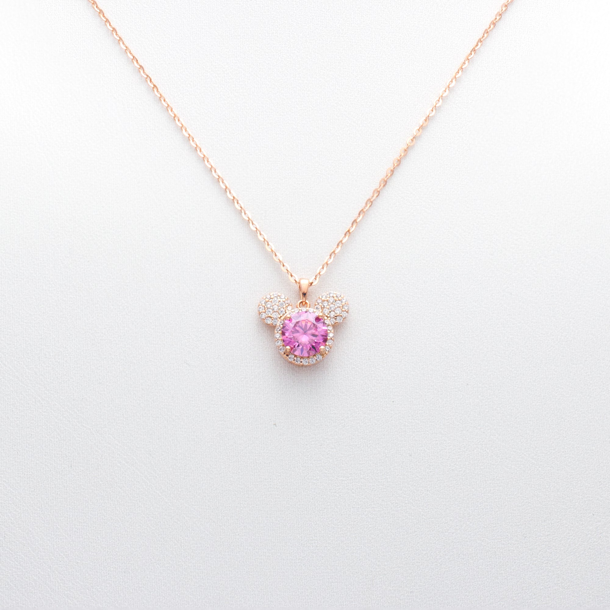 Minnie Mouse Charm Necklace in Rose Gold plated Silver