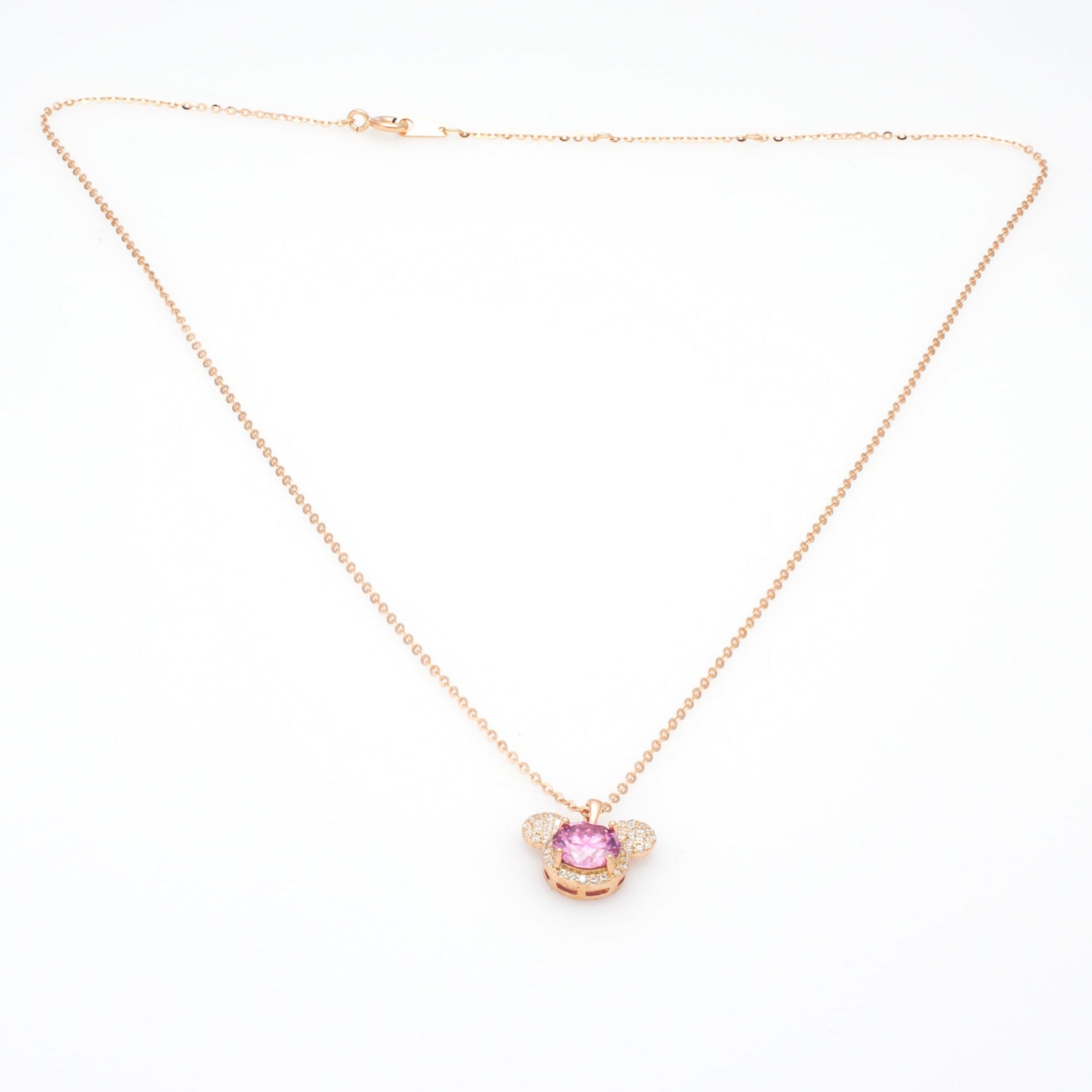 Minnie Mouse Charm Necklace in Rose Gold plated Silver