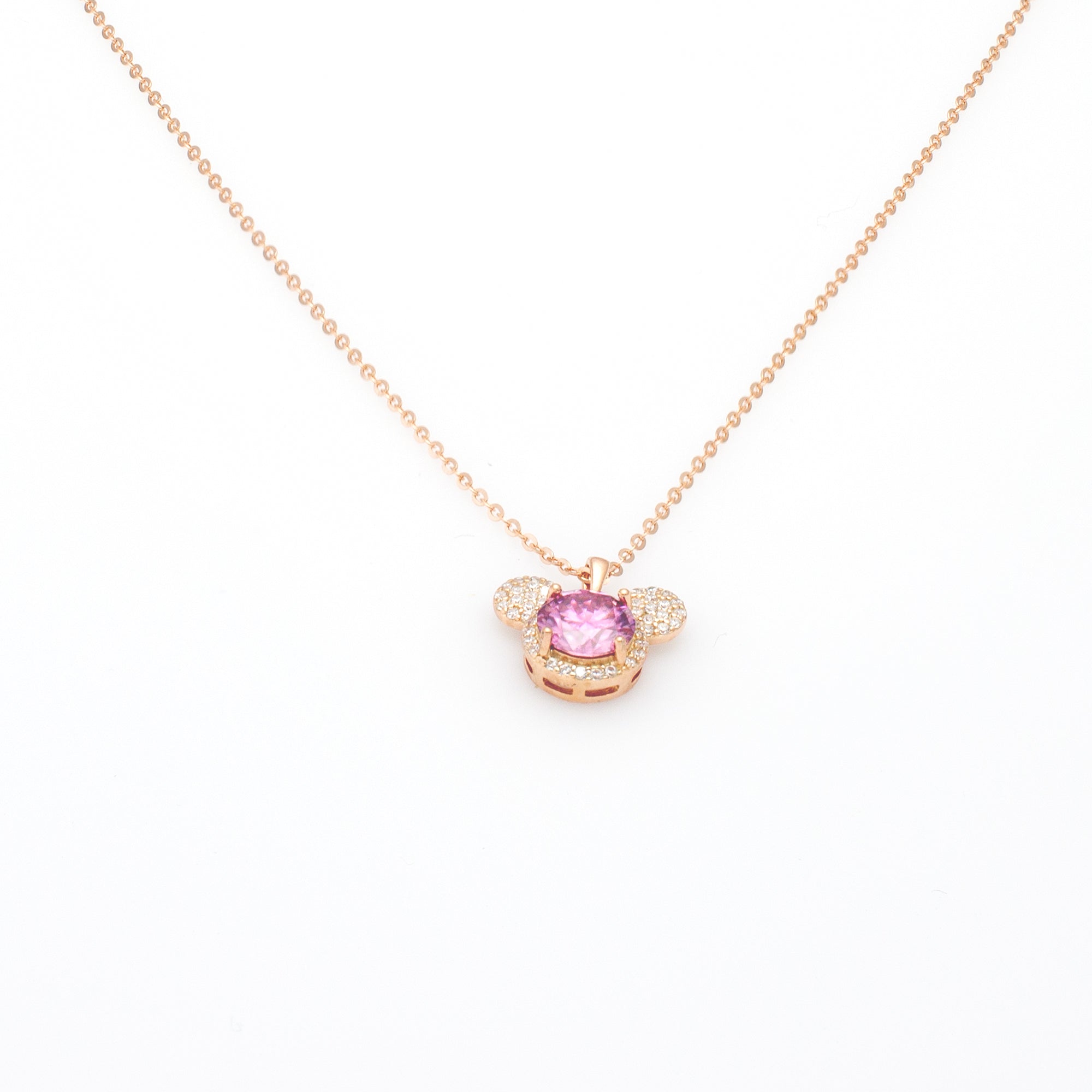 Minnie Mouse Charm Necklace in Rose Gold plated Silver