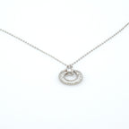 Classic Pavé Double Circle Pendant Necklace in Sterling Silver