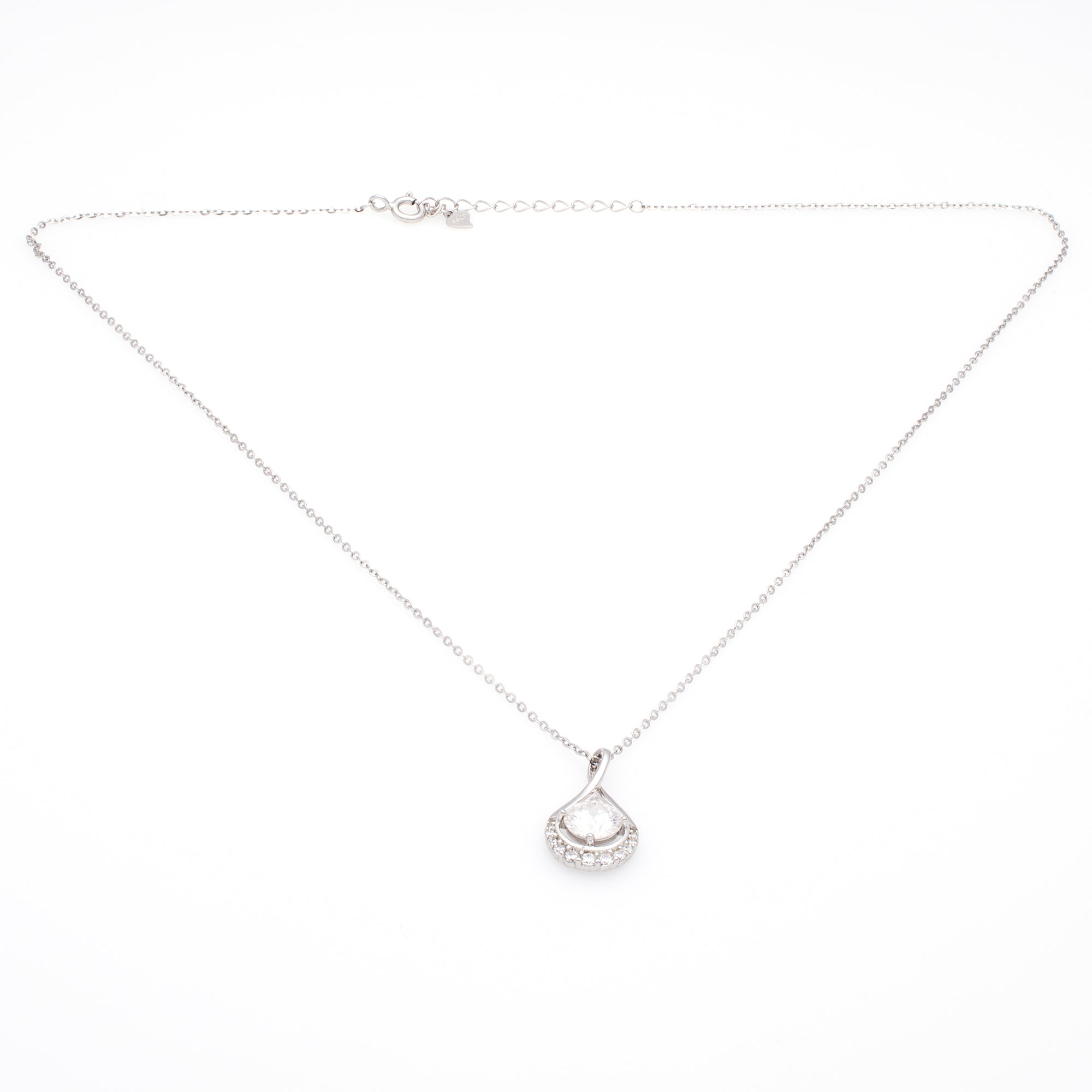 Teardrop Sparkle Pendant Necklace in Silver