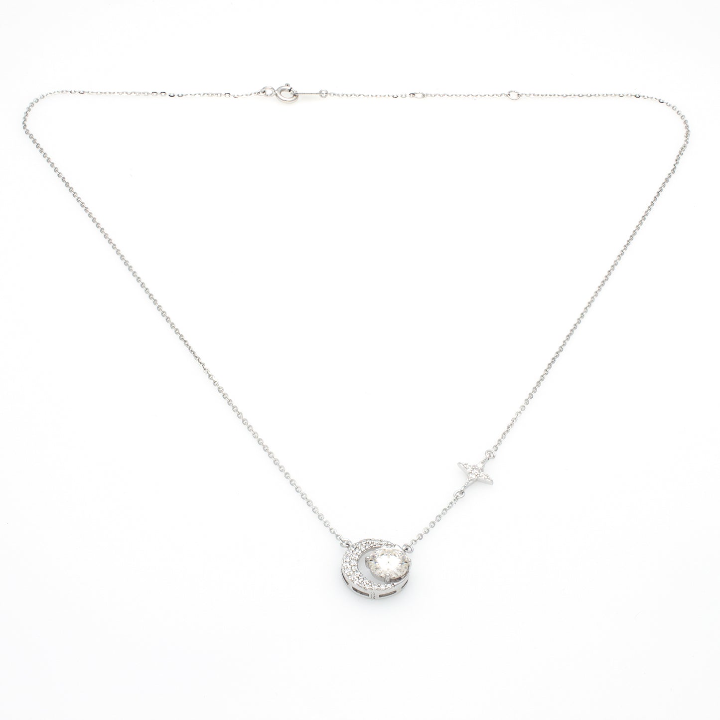 Celestial Moon & Star Pendant Necklace in Silver