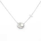 Celestial Moon & Star Pendant Necklace in Silver