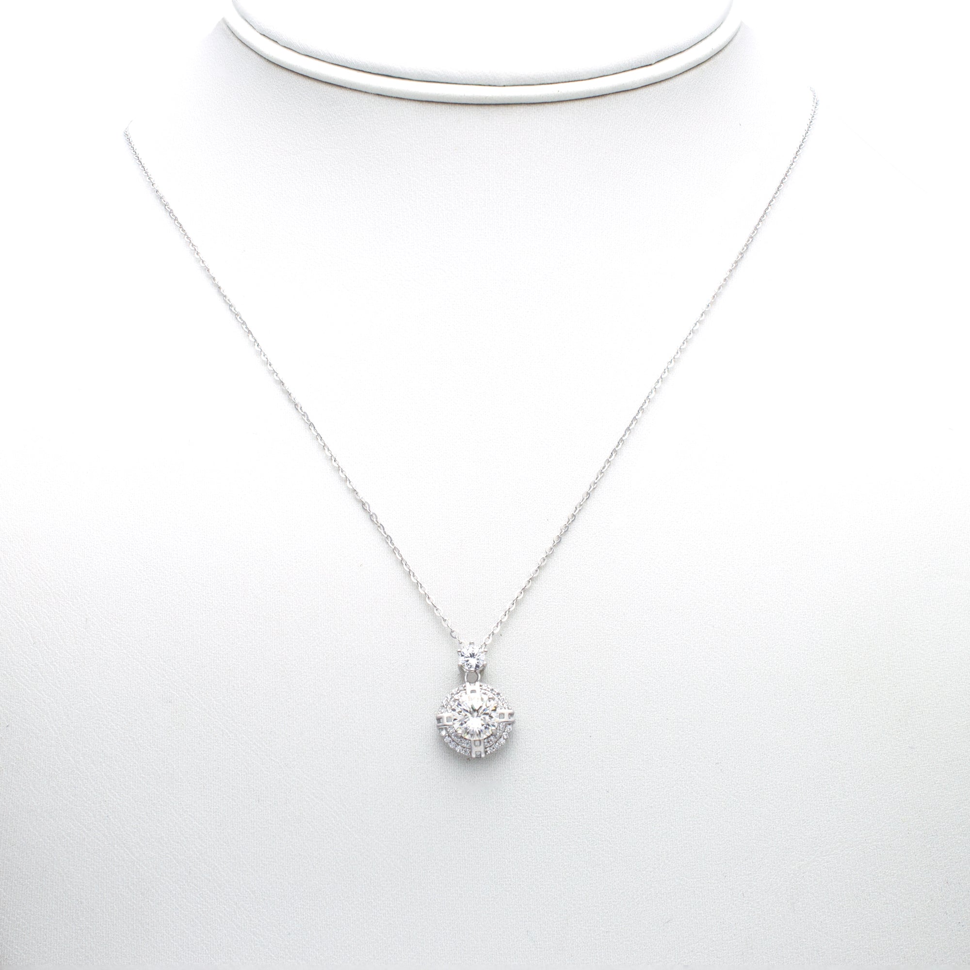 Radiant Halo Round Pendant Necklace