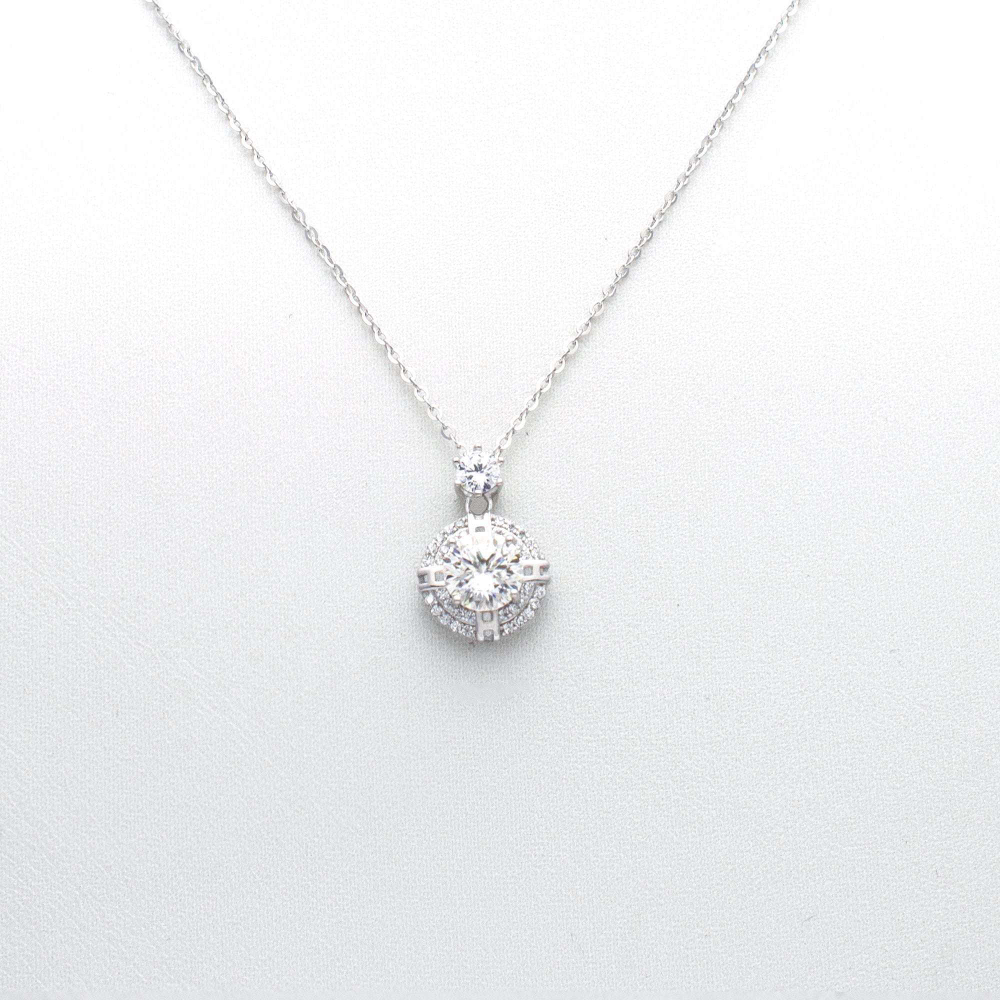 Radiant Halo Round Pendant Necklace