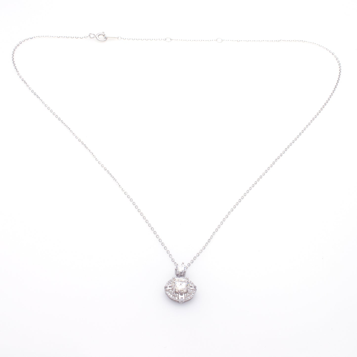 Radiant Halo Round Pendant Necklace