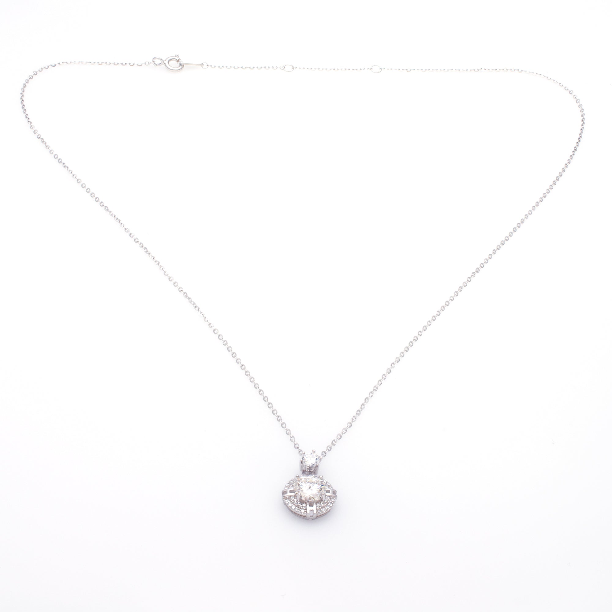 Radiant Halo Round Pendant Necklace