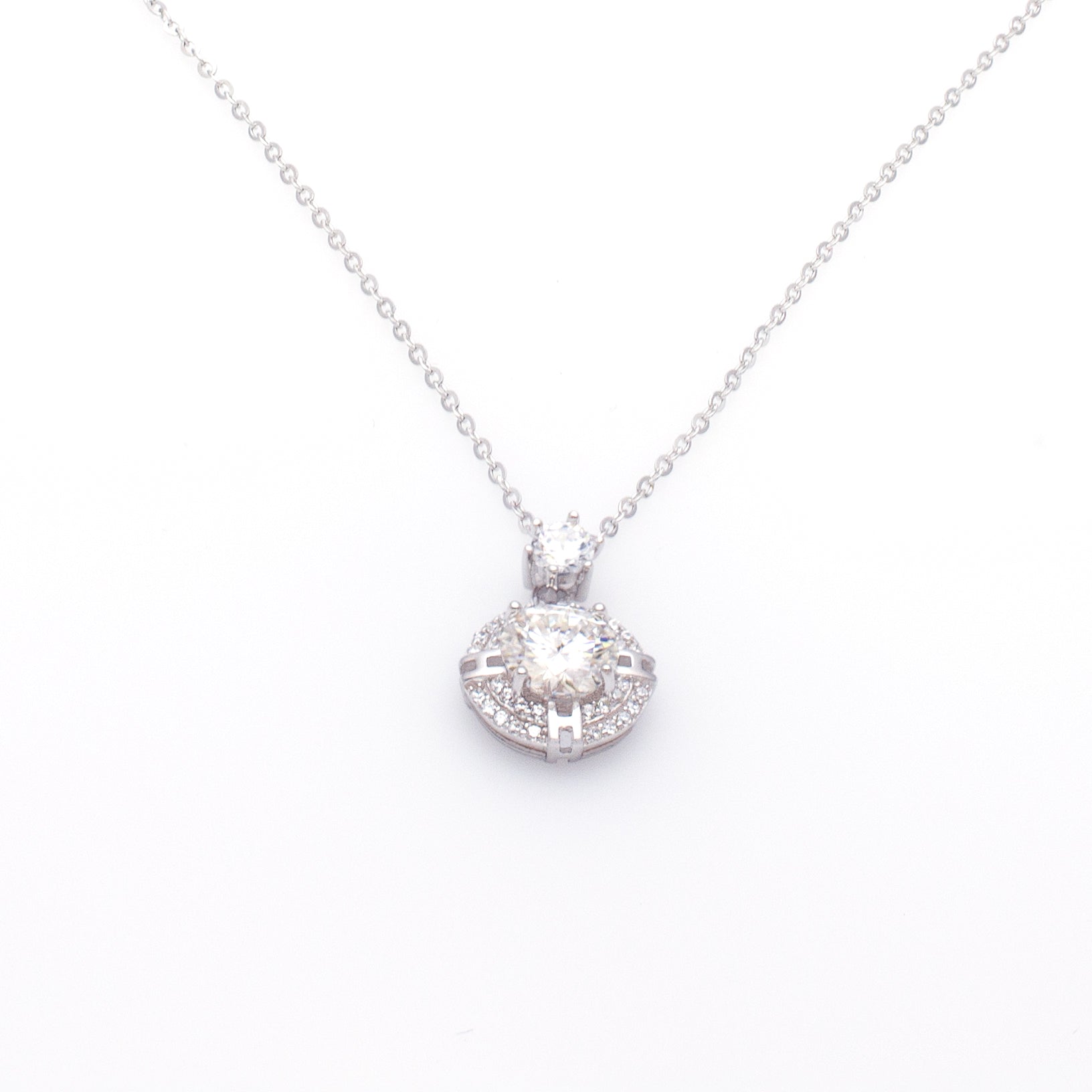 Radiant Halo Round Pendant Necklace