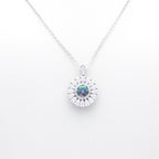 Iridescent Sunburst Pendant Necklace in Sterling Silver