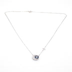 Celestial Moon & Green Star Pendant Necklace in Sterling Silver