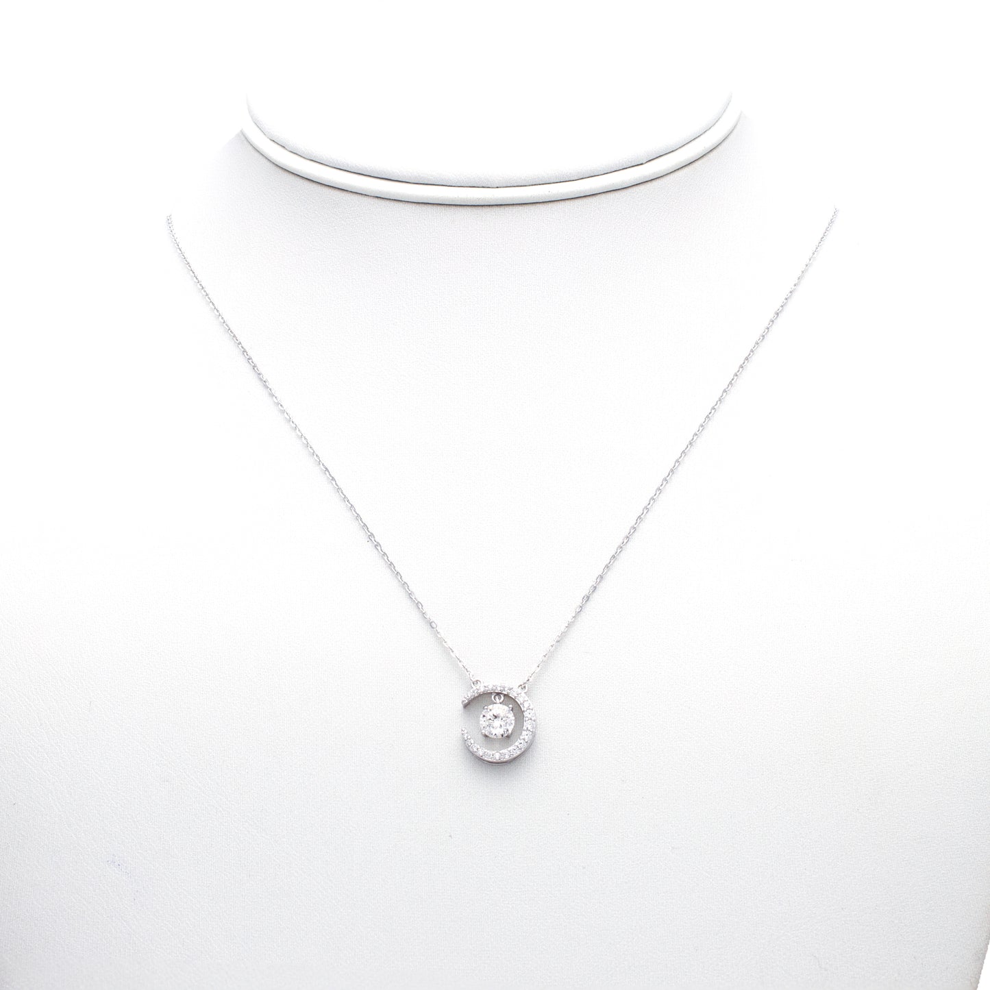 Celestial Moon Pendant Necklace in Sterling Silver
