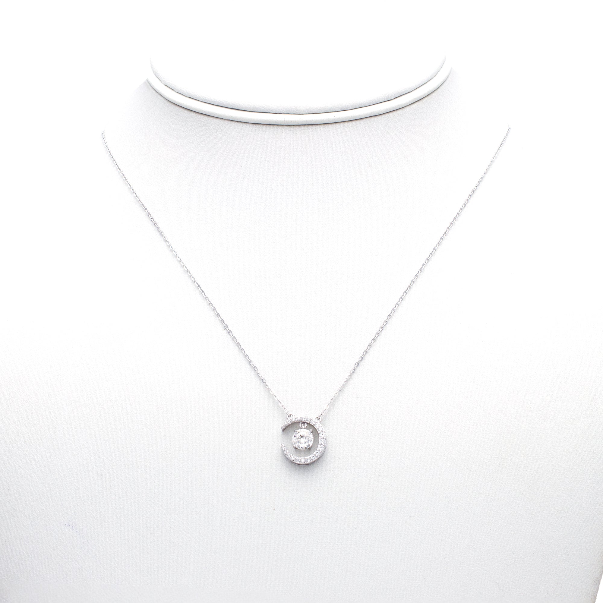 Celestial Moon Pendant Necklace in Sterling Silver