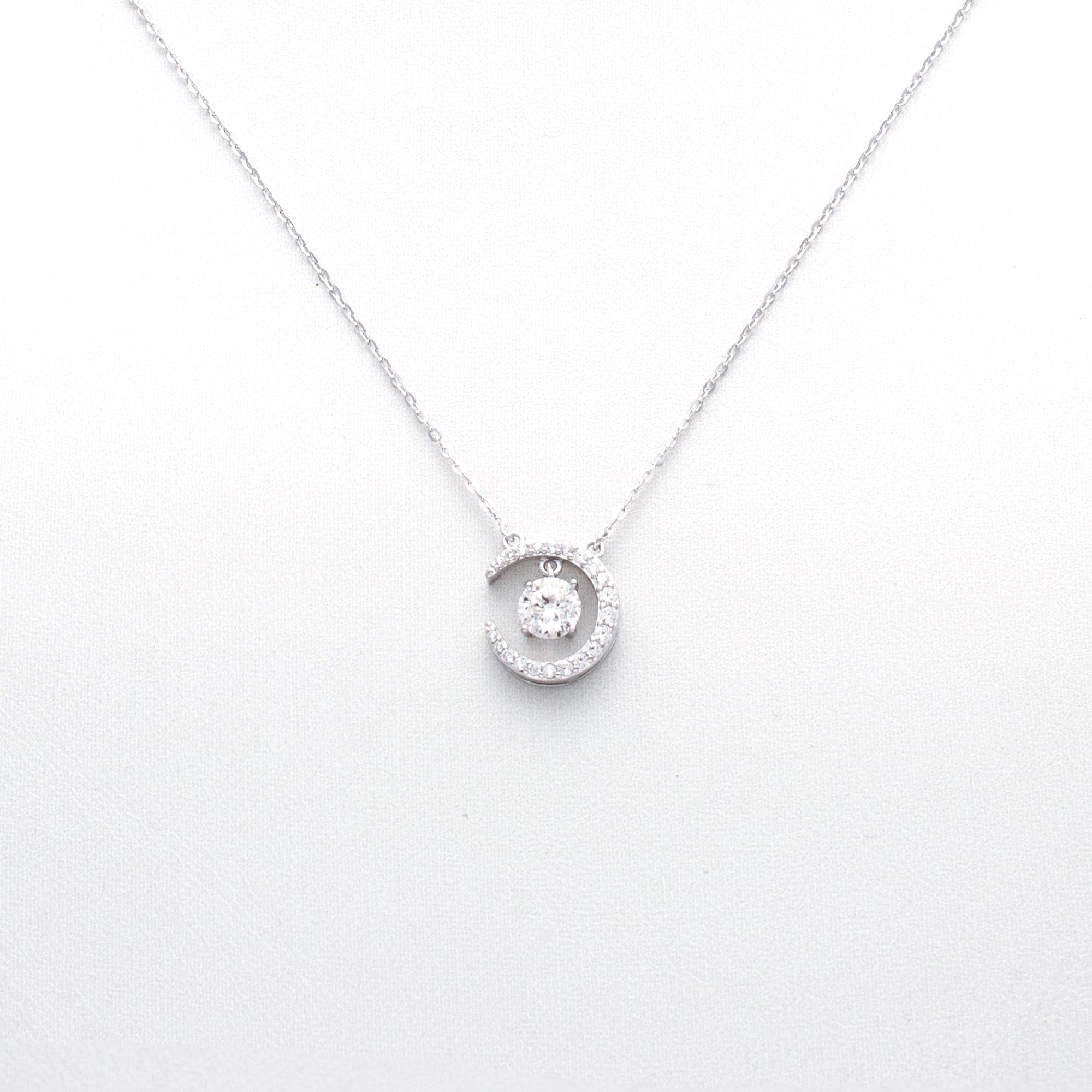 Celestial Moon Pendant Necklace in Sterling Silver