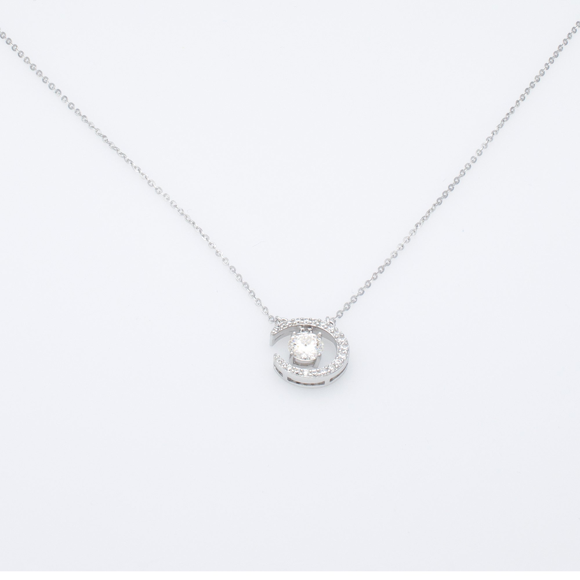 Celestial Moon Pendant Necklace in Sterling Silver