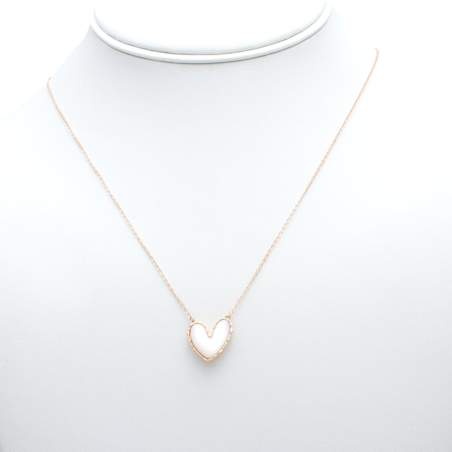 Minimal Heart Pendant Necklace in Rose Gold with Enamel Inlay