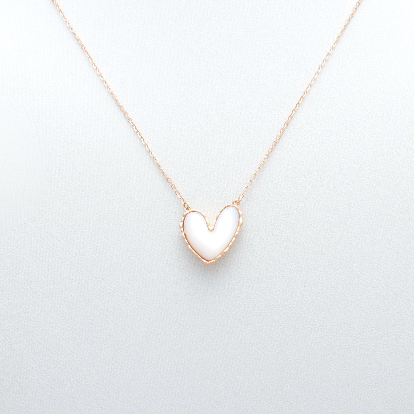 Minimal Heart Pendant Necklace in Rose Gold with Enamel Inlay