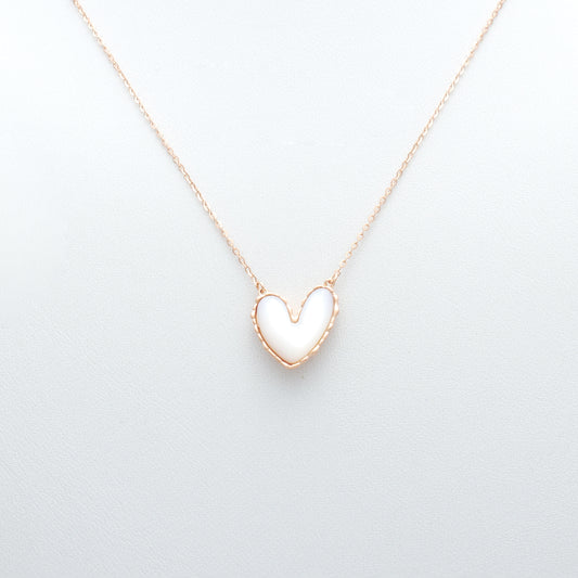 Minimal Heart Pendant Necklace in Rose Gold with Enamel Inlay