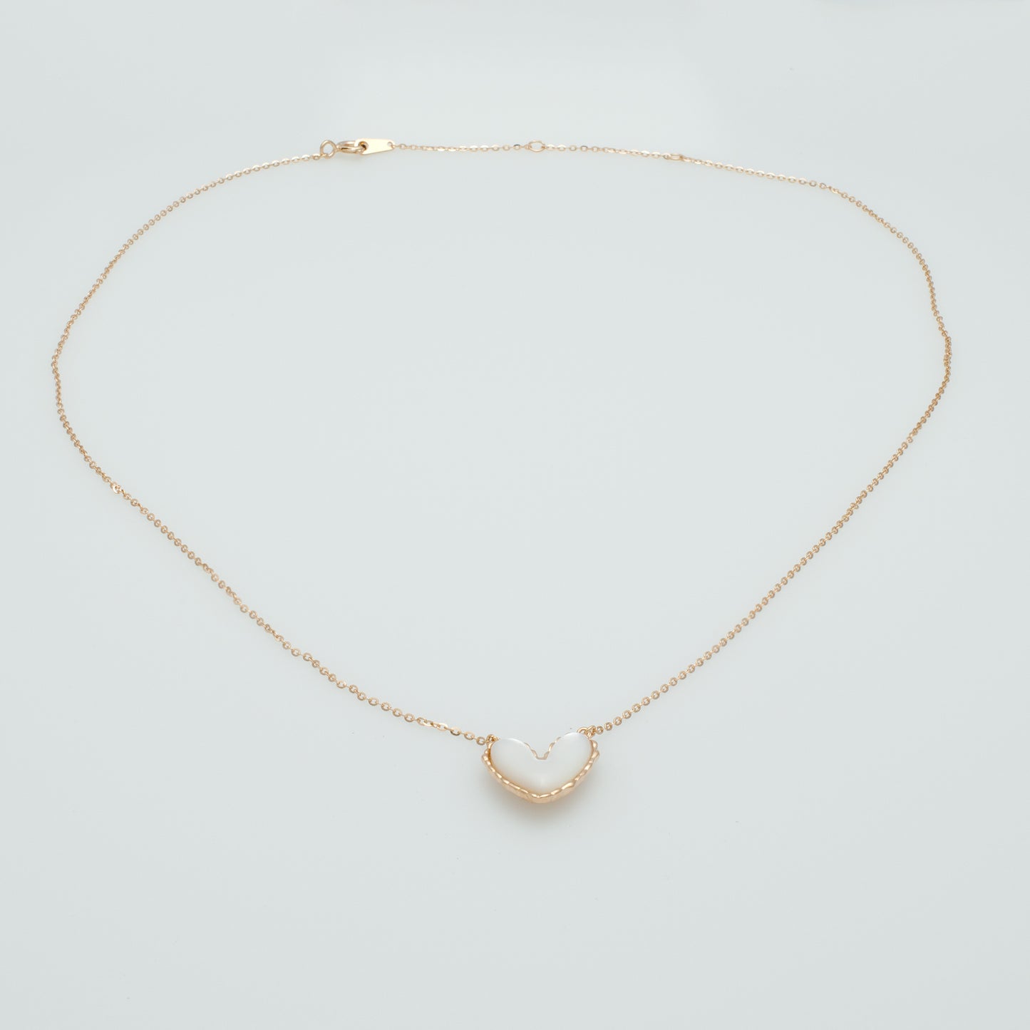 Minimal Heart Pendant Necklace in Rose Gold with Enamel Inlay