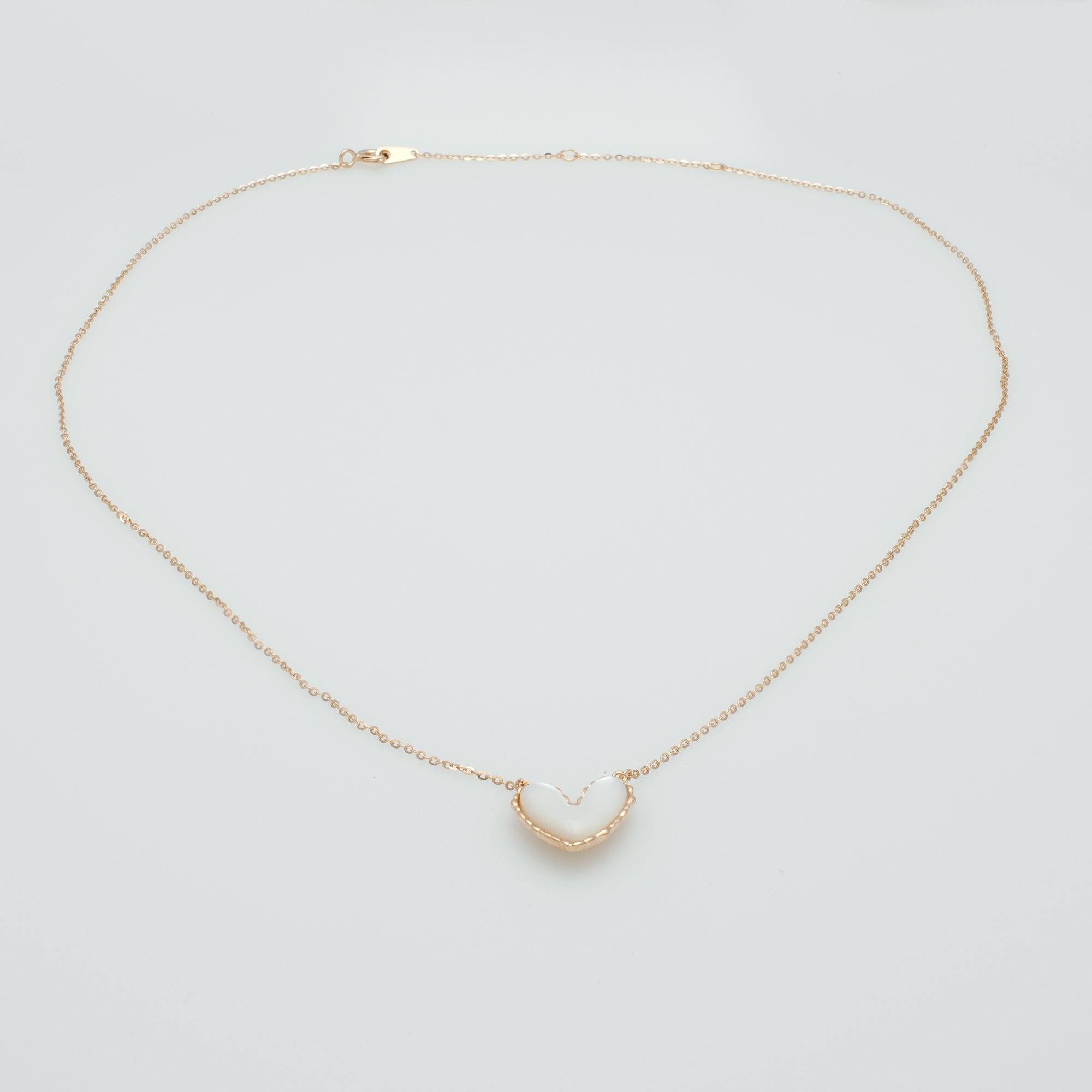 Minimal Heart Pendant Necklace in Rose Gold with Enamel Inlay