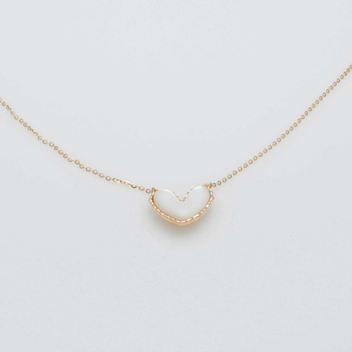 Minimal Heart Pendant Necklace in Rose Gold with Enamel Inlay