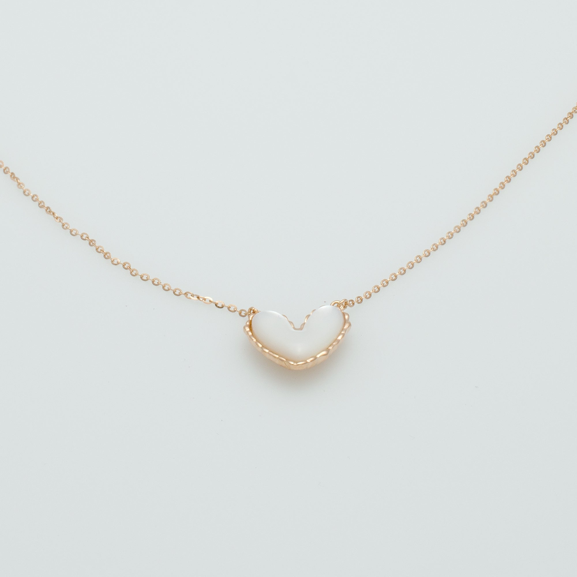 Minimal Heart Pendant Necklace in Rose Gold with Enamel Inlay