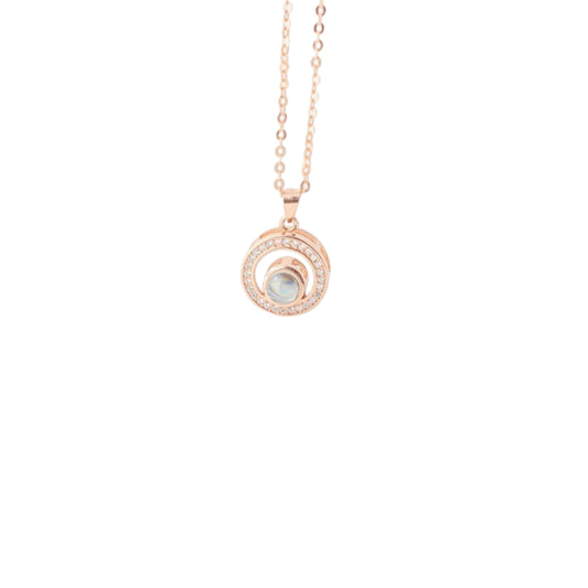 100 Languages I Love You Cubic Zirconia Pendant Sterling Silver Necklace