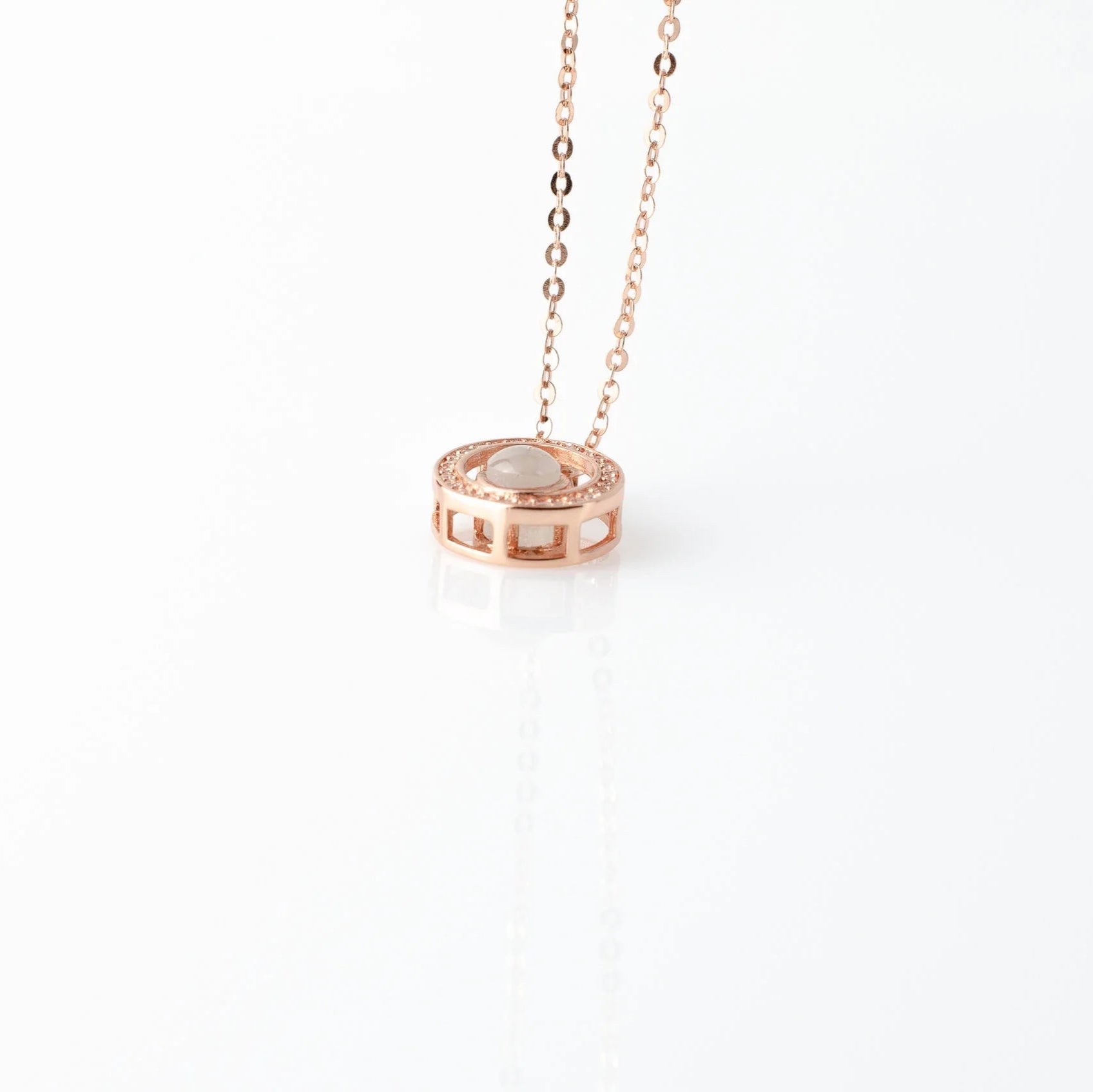 100 Languages I Love You Cubic Zirconia Pendant Sterling Silver Necklace