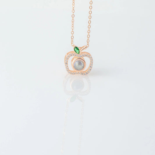 Apple - 100 Languages I Love You Cubic Zirconia Pendant Sterling Silver Necklace