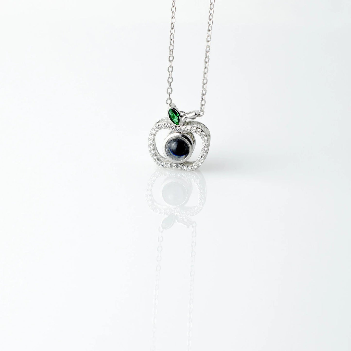 Apple - 100 Languages I Love You Cubic Zirconia Pendant Sterling Silver Necklace