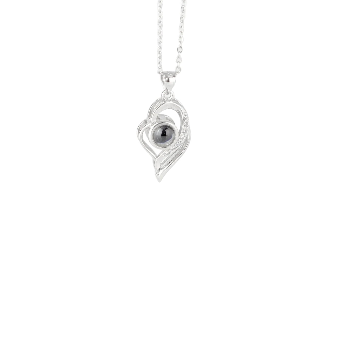3D Heart - 100 Languages I Love You Cubic Zirconia Pendant Sterling Silver Necklace