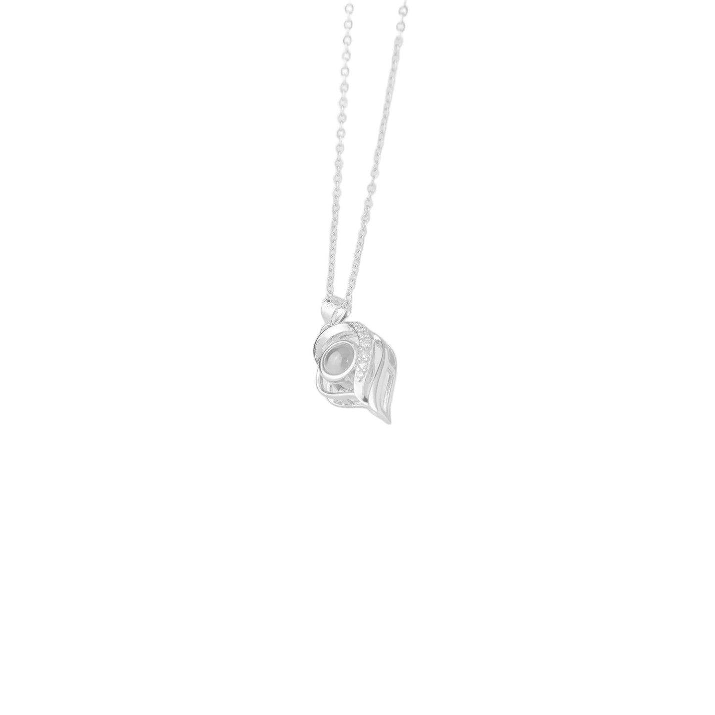 3D Heart - 100 Languages I Love You Cubic Zirconia Pendant Sterling Silver Necklace