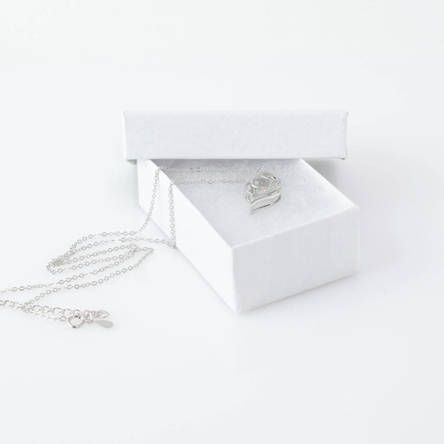 3D Heart - 100 Languages I Love You Cubic Zirconia Pendant Sterling Silver Necklace