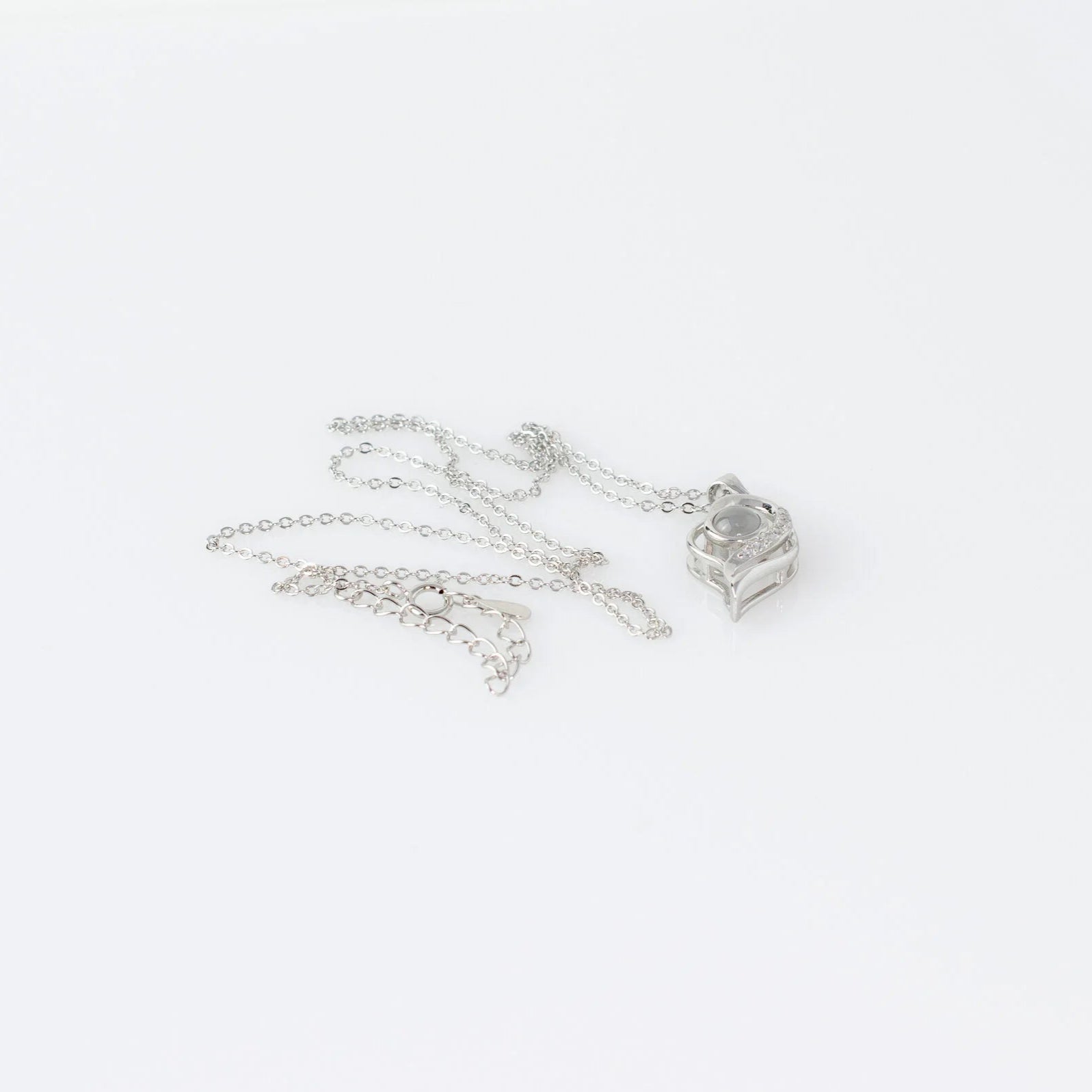 3D Heart - 100 Languages I Love You Cubic Zirconia Pendant Sterling Silver Necklace