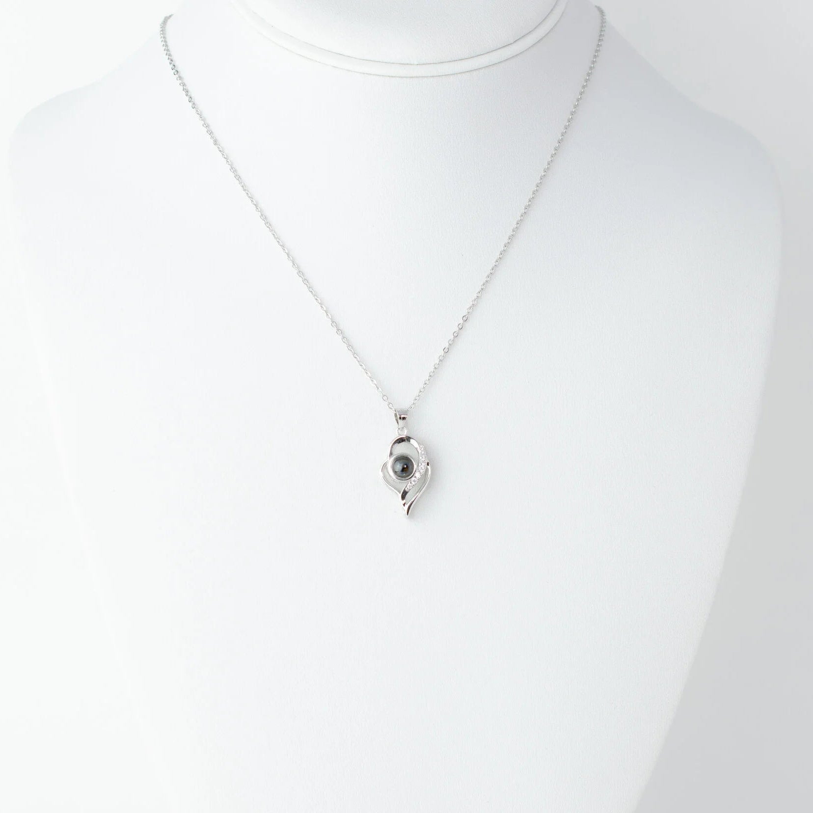 3D Heart - 100 Languages I Love You Cubic Zirconia Pendant Sterling Silver Necklace