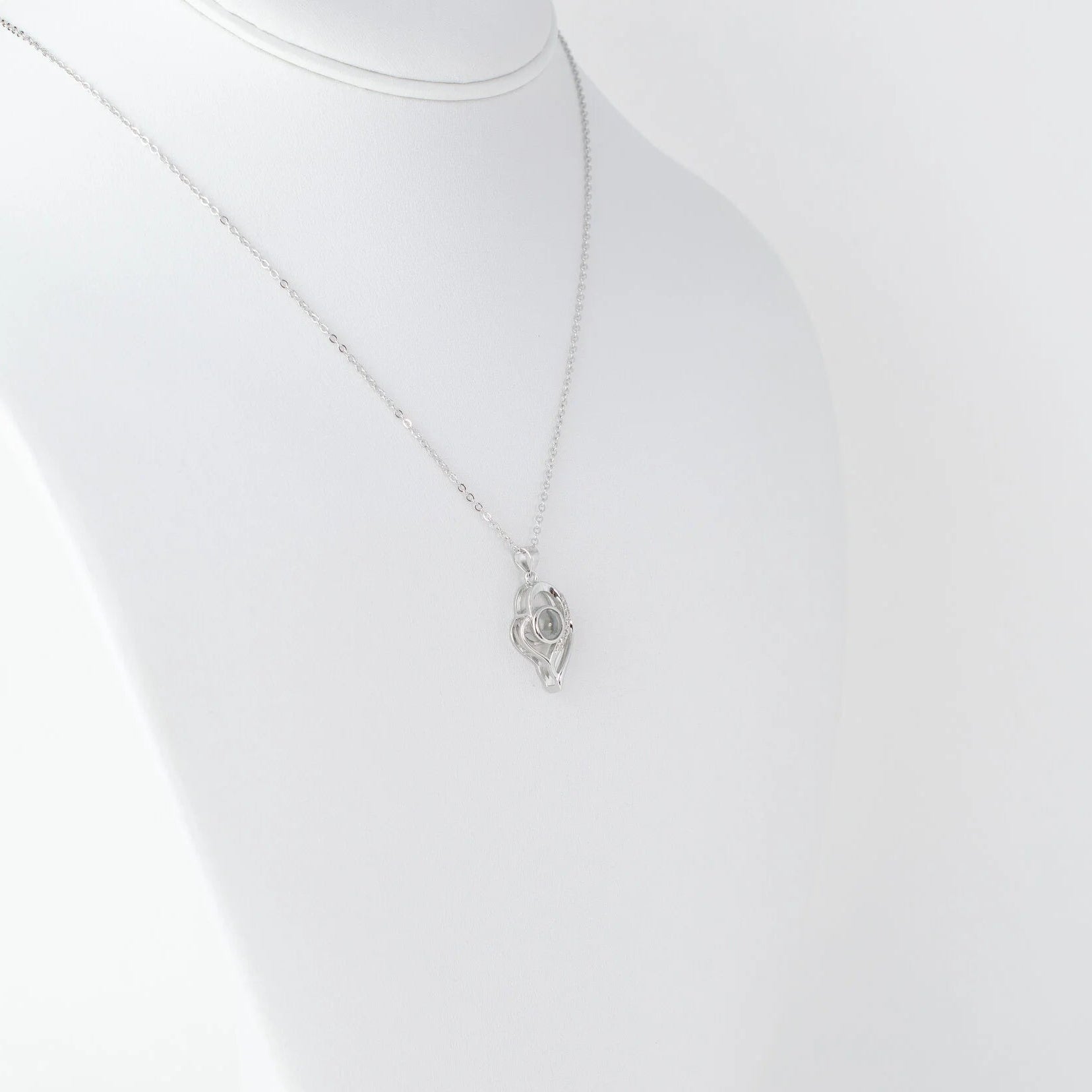 3D Heart - 100 Languages I Love You Cubic Zirconia Pendant Sterling Silver Necklace