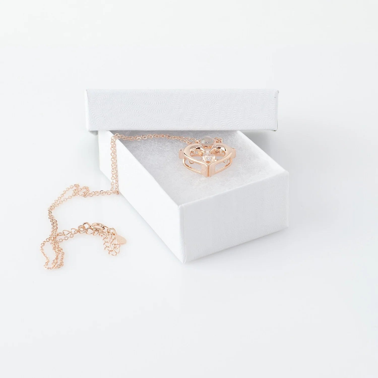 Love Fish - 100 Languages I Love You Cubic Zirconia Pendant Sterling Silver Necklace, Gold Necklace, Mother's Day, Anniversary Gift