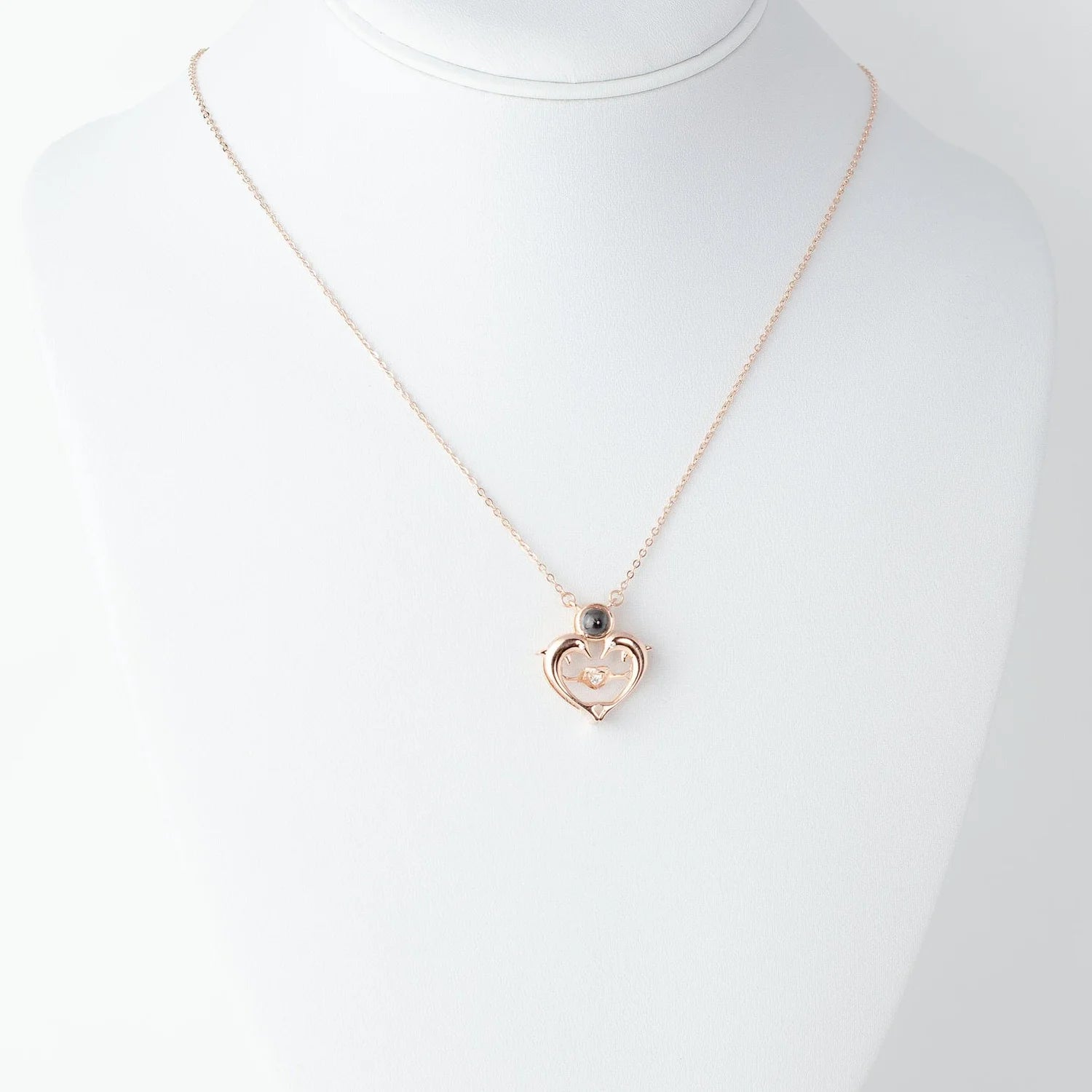 Love Fish - 100 Languages I Love You Cubic Zirconia Pendant Sterling Silver Necklace, Gold Necklace, Mother's Day, Anniversary Gift