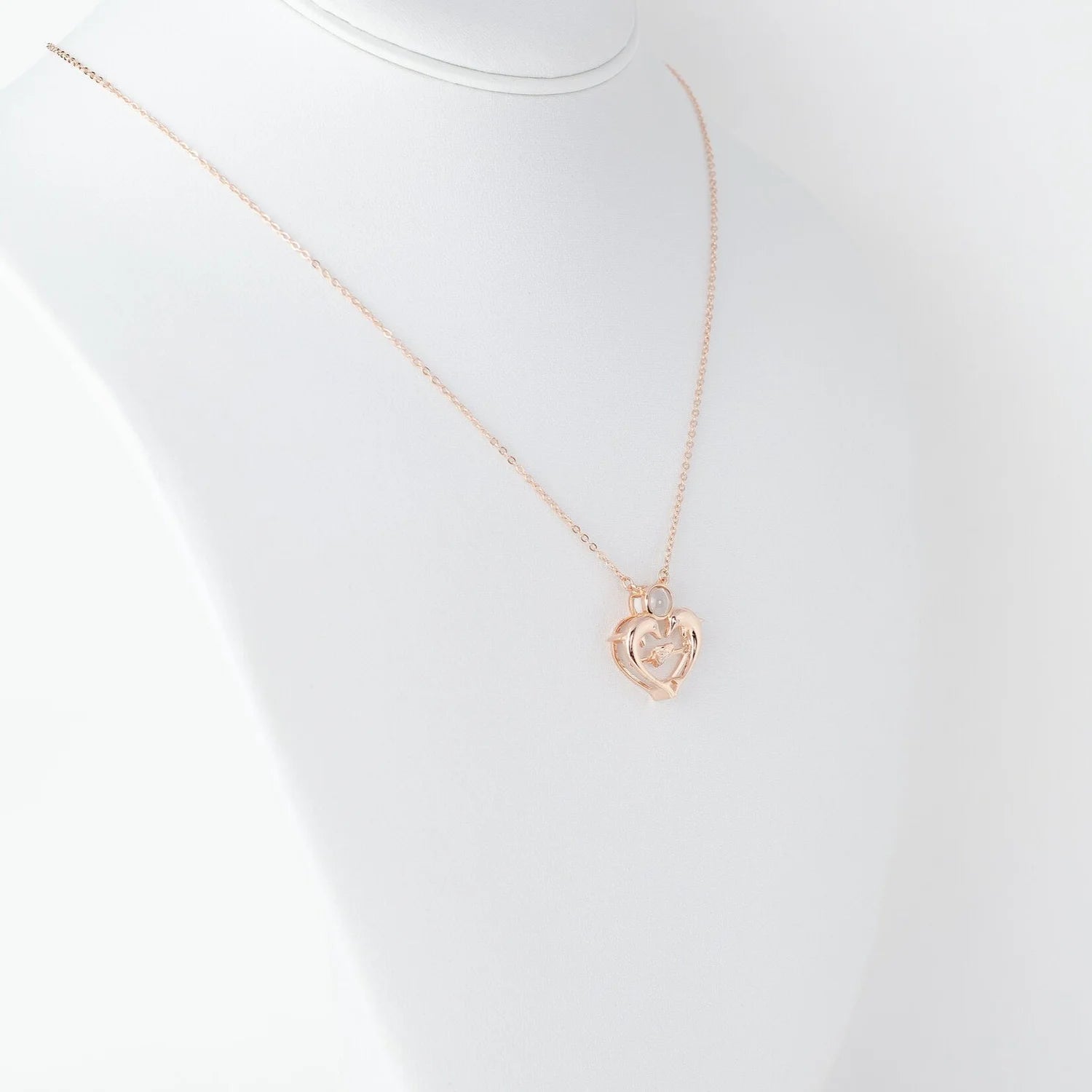 Love Fish - 100 Languages I Love You Cubic Zirconia Pendant Sterling Silver Necklace, Gold Necklace, Mother's Day, Anniversary Gift